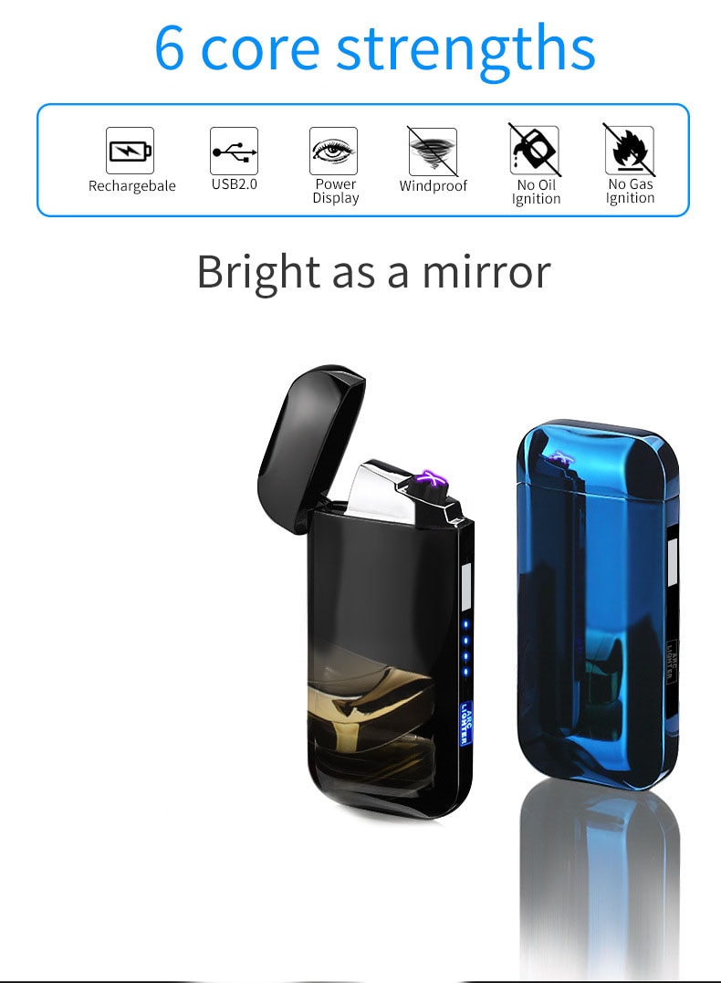 Αντιανεμικός X Arc Αναπτήρας Διπλής Ακτίνας με LED Ένδειξη Μπαταρίας - Double Plasma Laser Arc Lighter USB
